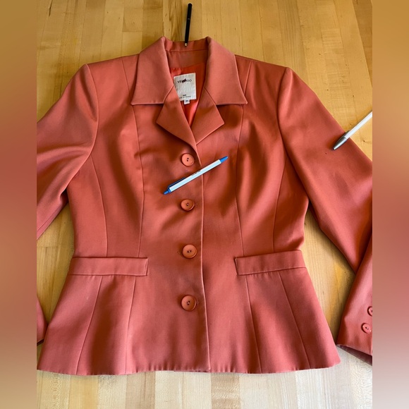 Vertigo 🇫🇷 Pour La Ville Orange Wool Blend Tailored Fitted Blazer Jacket M - Picture 11 of 14